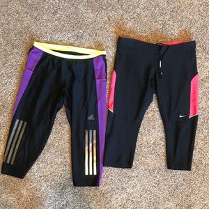 Two Workout bottoms. Nike and adidas
